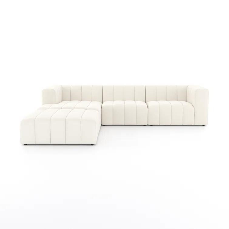 Fayette Cloud Tufted Faux Leather 3-Piece Sectional with Ottoman