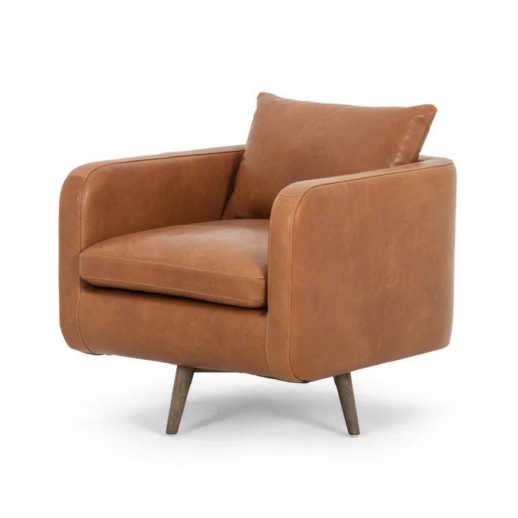 Rounded Back Leather Swivel Chair