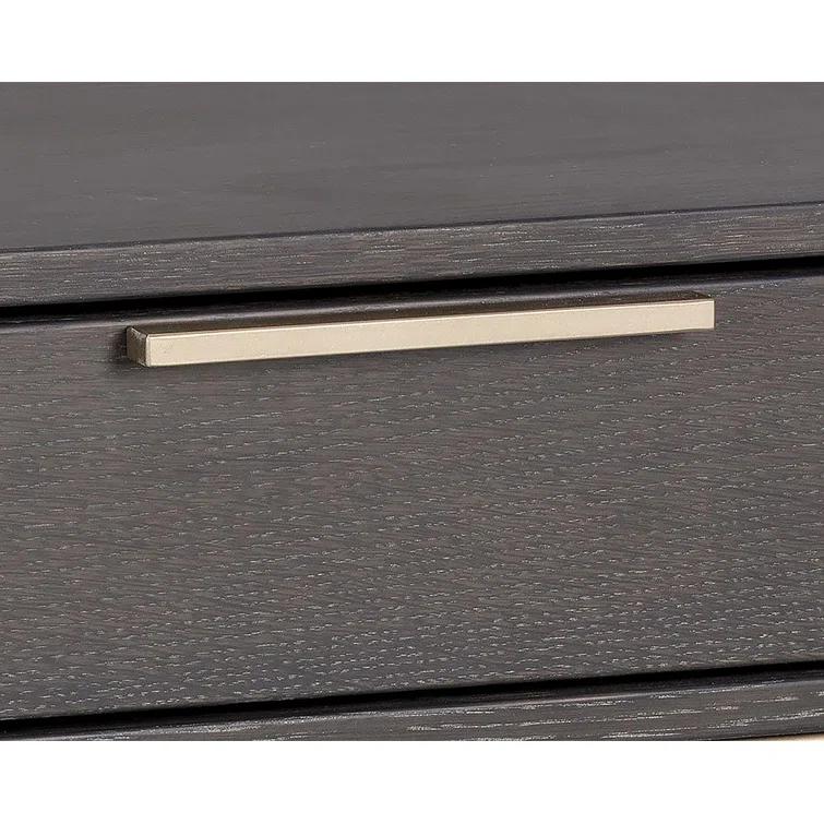 Gray Oak and Gold 1-Drawer Nightstand