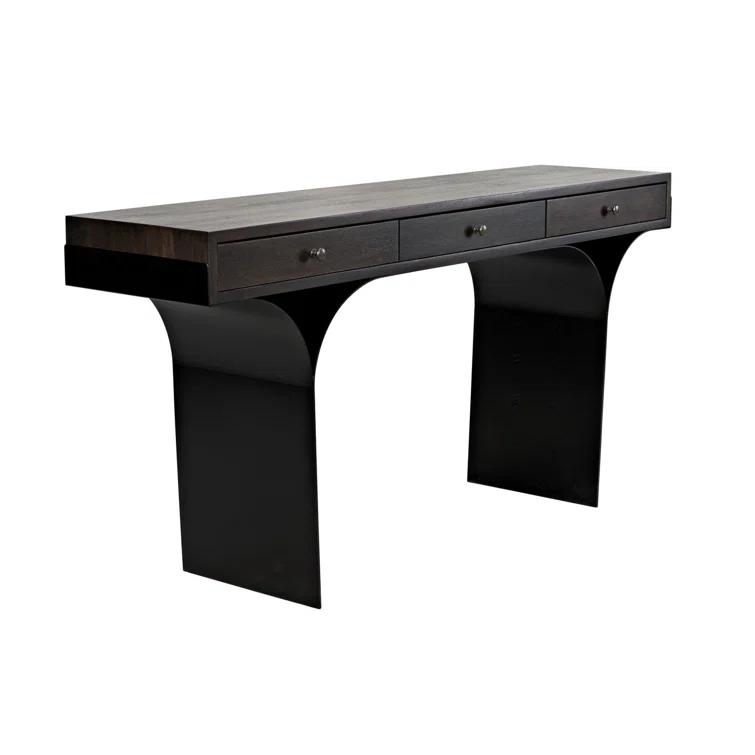 Truss Solid Wood Top Metal Base Writing Desk