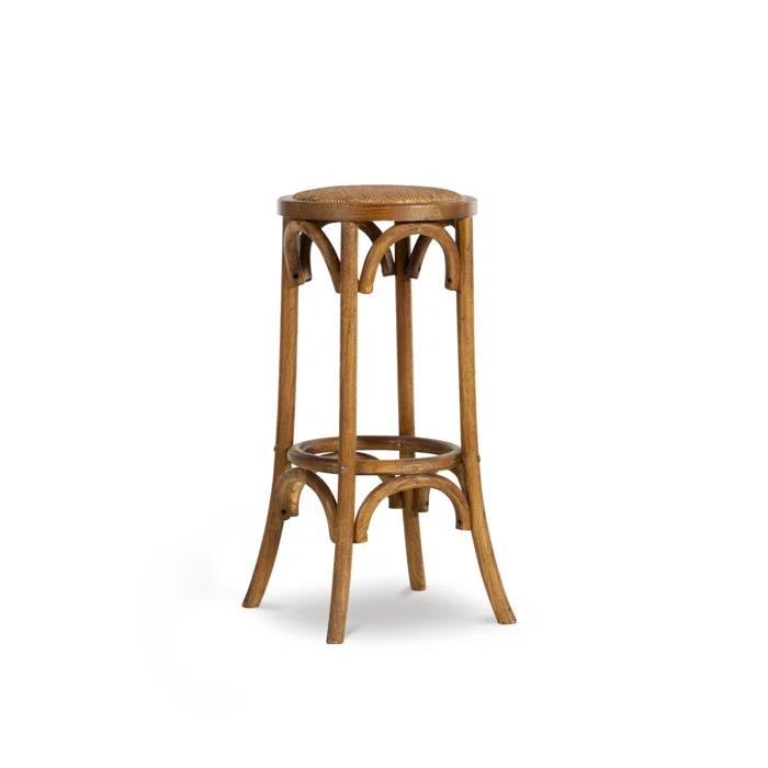 Dovecove Rae 24" Round Rattan Seat Counter Stool with Solid Wood Frame