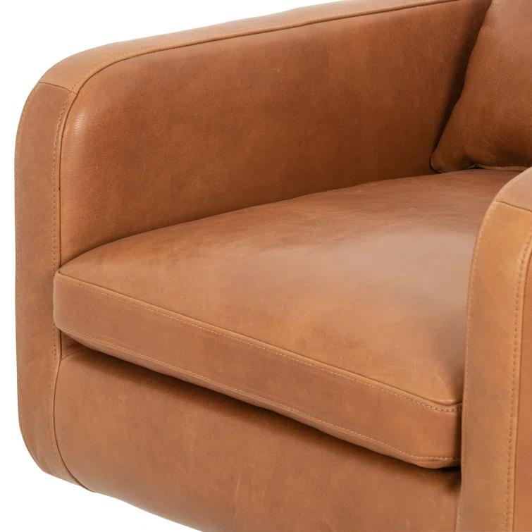 Rounded Back Leather Swivel Chair