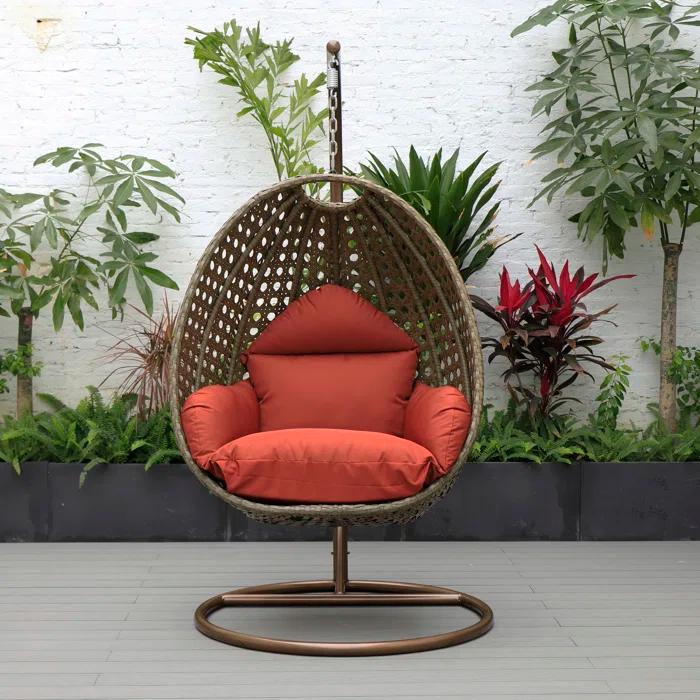 Dakota Fields Brookstonval 1 Person Hanging Egg Swing Chair with Stand