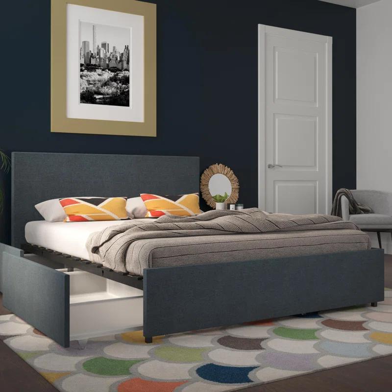 Novogratz Kelly Upholstered Unfinished Platform Storage Bed