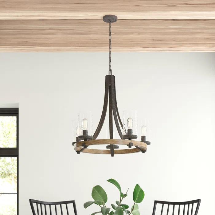 Steffens Iron & Textured Glass Chandelier (24"-48")