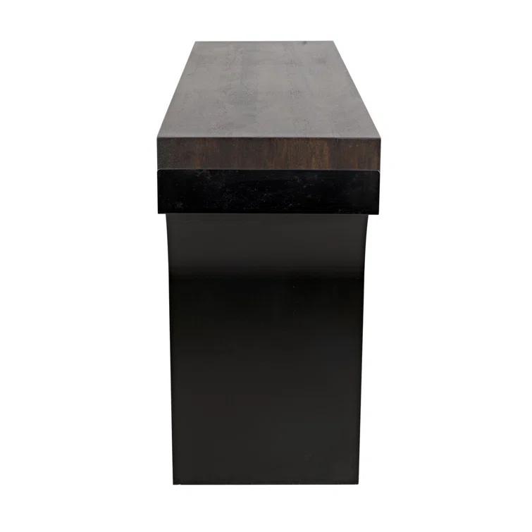Truss Solid Wood Top Metal Base Writing Desk