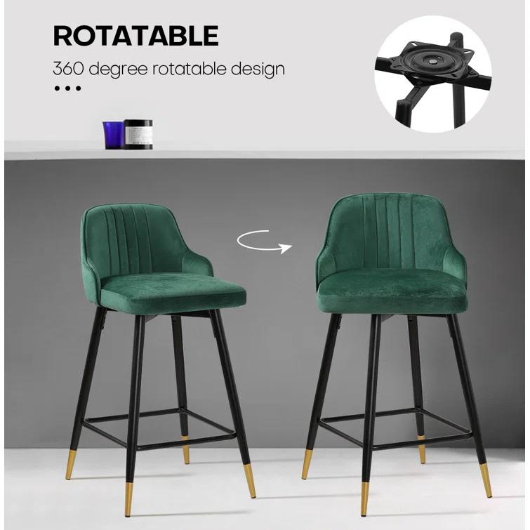 Swivel Velvet Upholstered Counter & Bar Stool (Set of 2)