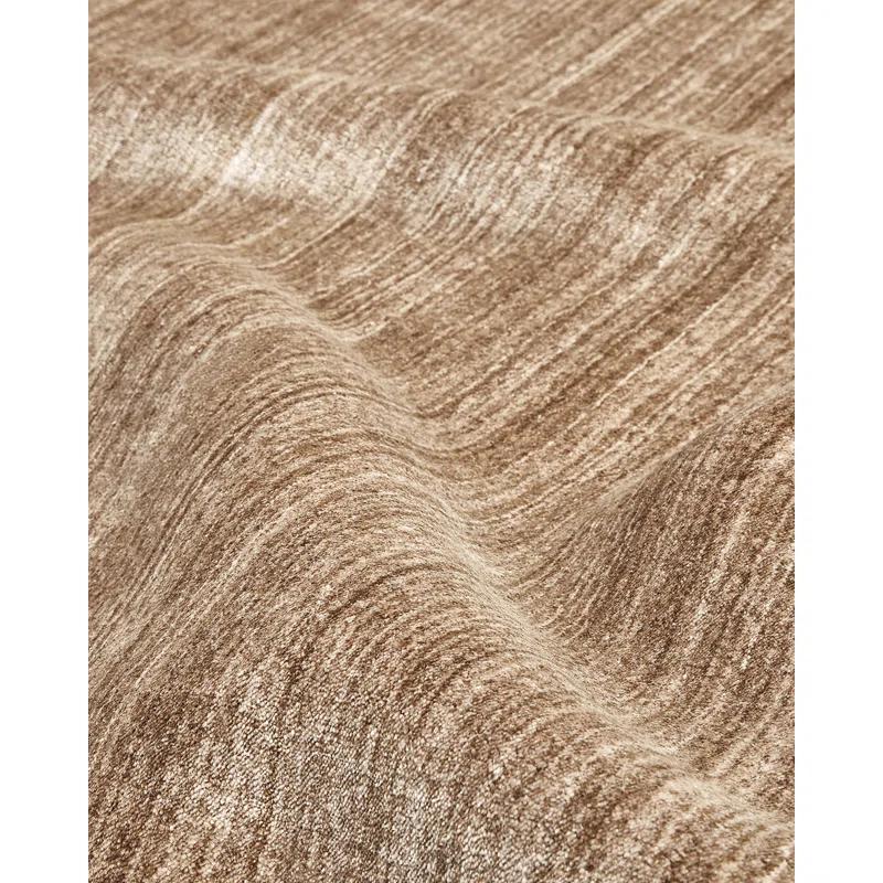 Solo Harbor Hand-Knotted Caramel Stripe Wool-Viscose 9' x 12' Area Rug