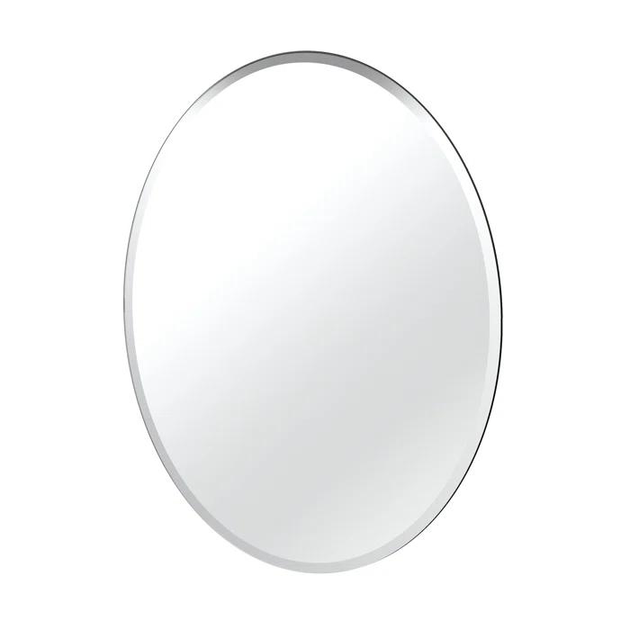 Gatco Modern Frameless Beveled Oval Wall Bathroom / Vanity Mirror