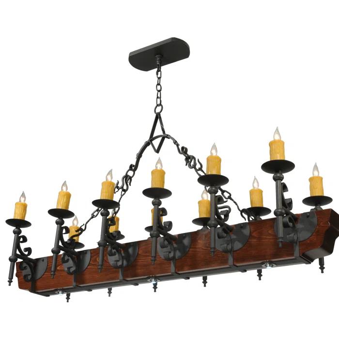Rustic Lodge 15 - Light Dimmable Square / Rectangle Chandelier