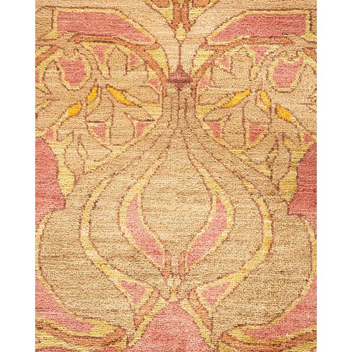 Hand-Knotted Wool Floral Contemporary Pink Area Rug 11' 10" x 15' 0"