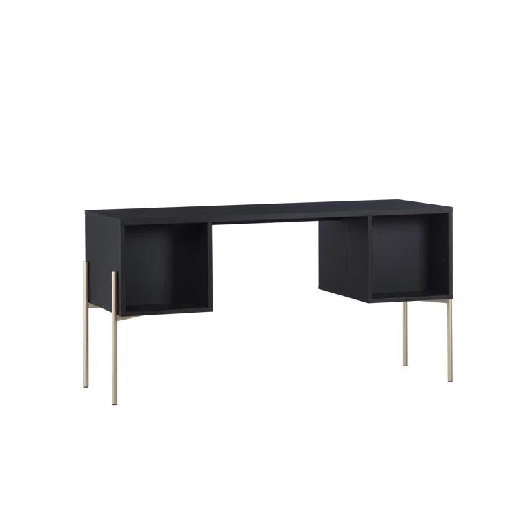 Executive Black Oak 61" Home Office Desk with Drawer