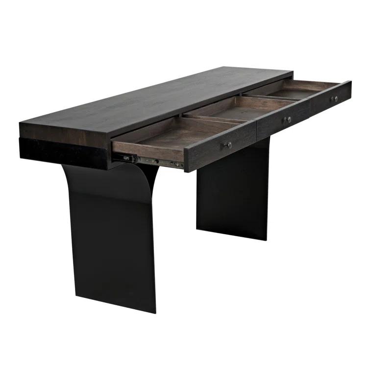 Truss Solid Wood Top Metal Base Writing Desk