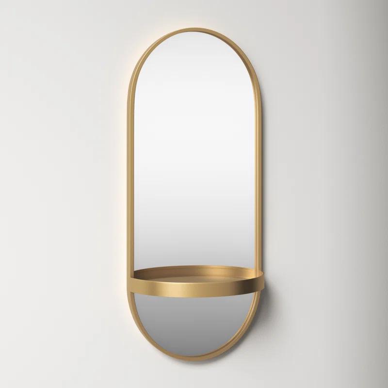 Lumi Metal Flat Mirror with Shelves
