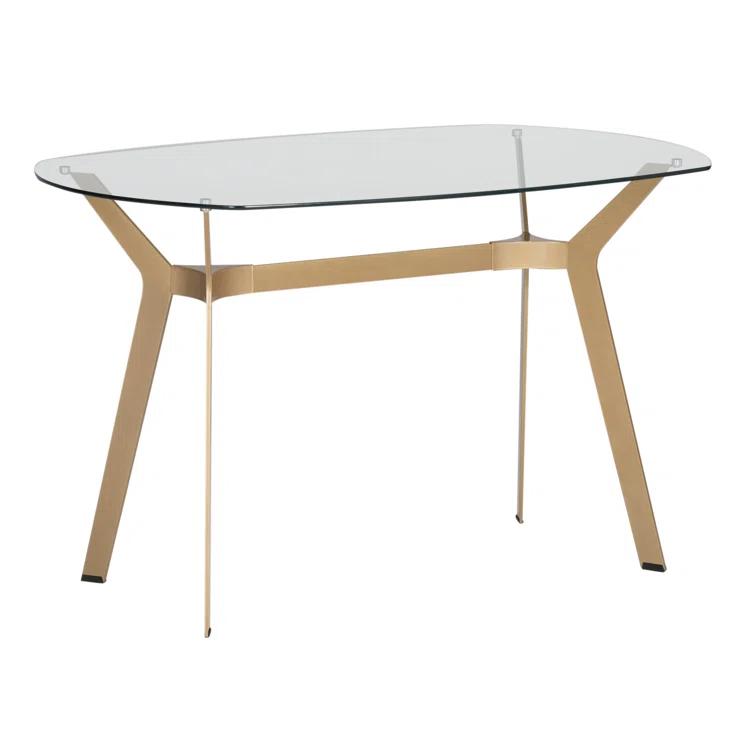 Fleischmanns Oval Glass Top Metal Base Writing Desk
