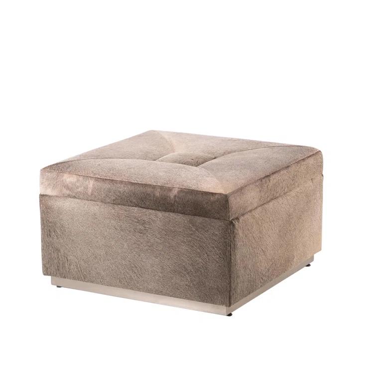 Metro Square Storage Ottoman-Grey Hair-on-Hide