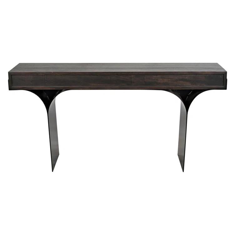 Truss Solid Wood Top Metal Base Writing Desk