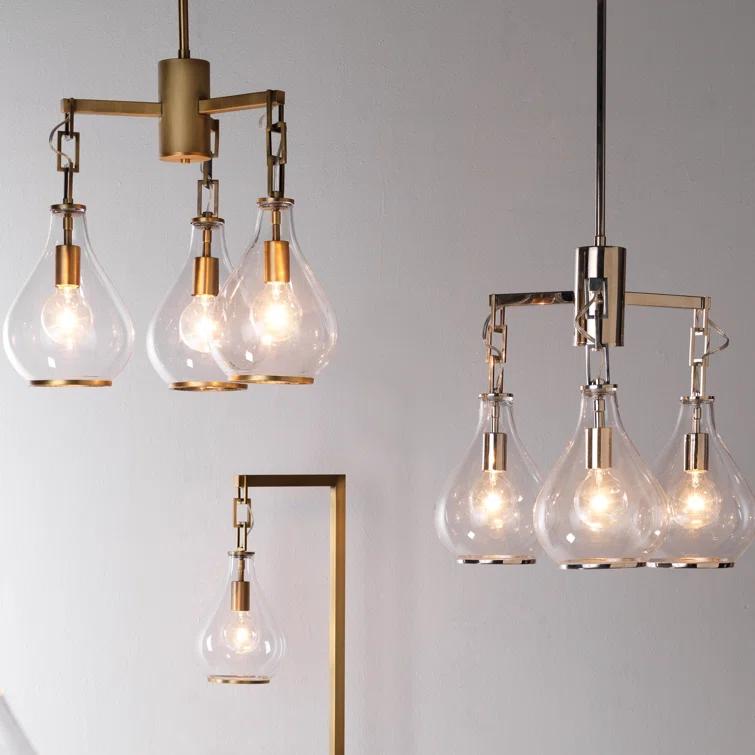 Mini Crestwood Nickel Finish 3-Light Clear Glass Chandelier