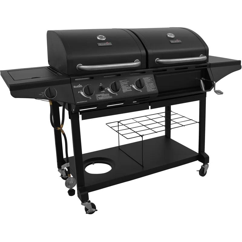 Charbroil 3-Burner Combo Gas & Charcoal Grill with Side Burner