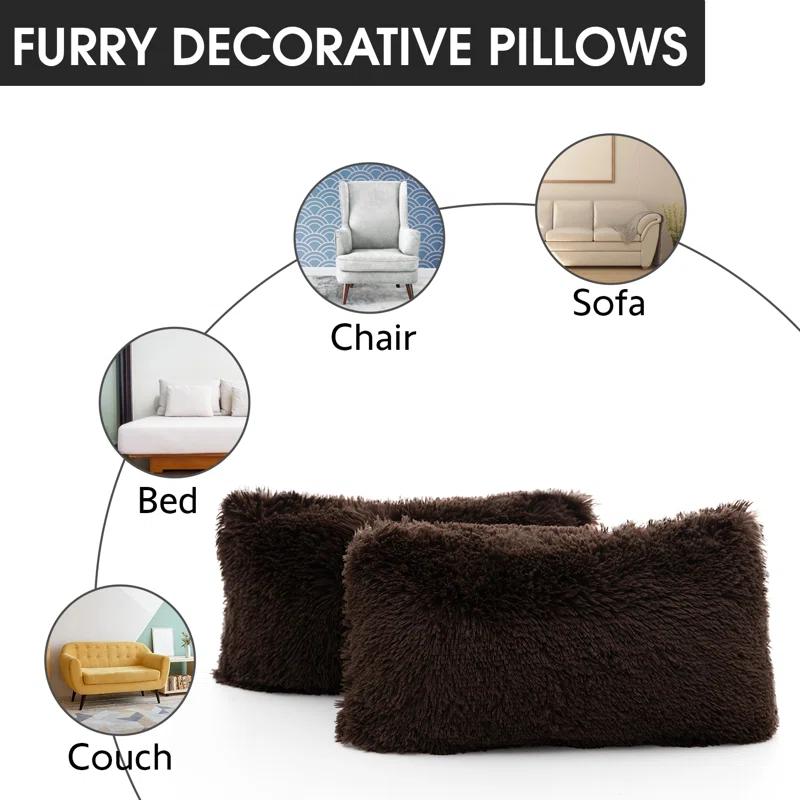 Cheer Collection Faux Fur Throw Pillow (Set of 2)