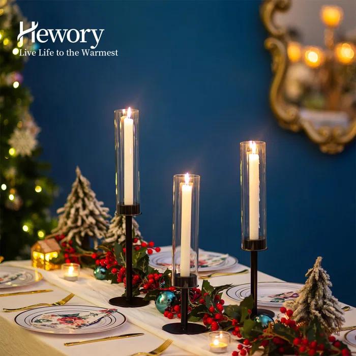 NIERBO Candlestick Holders Hurricane Candle Holder, 3pcs Candle Stick Candle Holder Candelabra (Set of 3)