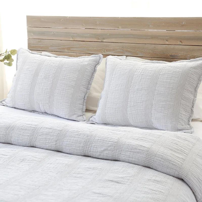 Nantucket Cotton Matelassé Coverlet by Pom Pom at Home - Grey / King