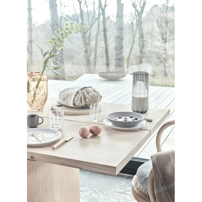 Gray Mouth-Blown Glass Carafe with Subtle Stripes