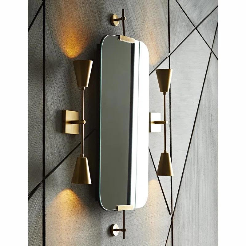 Elegant Antique Brass Rectangular Wall Mirror 36"x19"