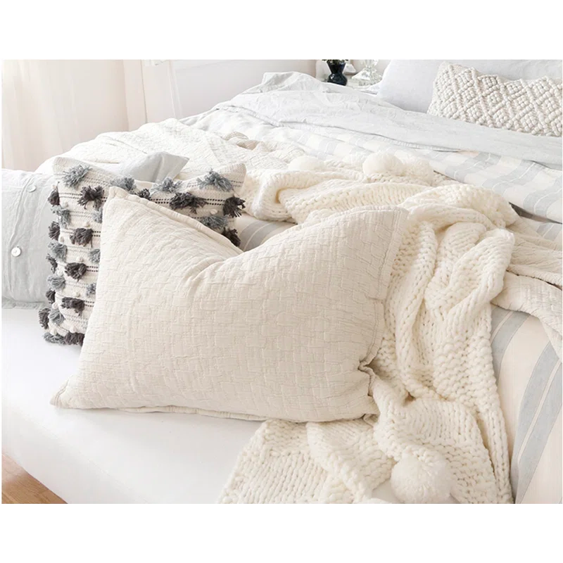 Ojai Cotton Matelassé Sham by Pom Pom at Home - Greige / King