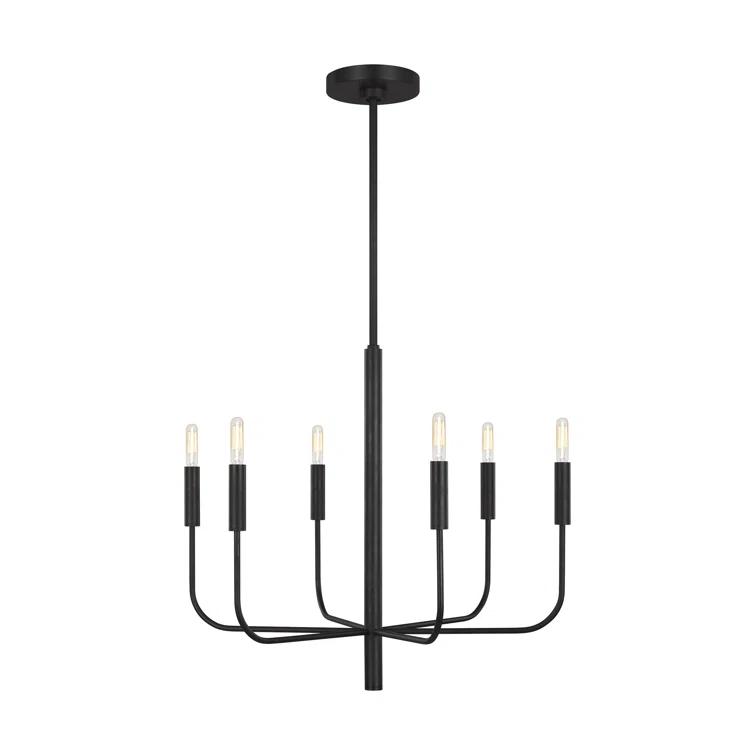 Brianna 24" Aged Iron 6-Light Chandelier with Candelabra Bulbs