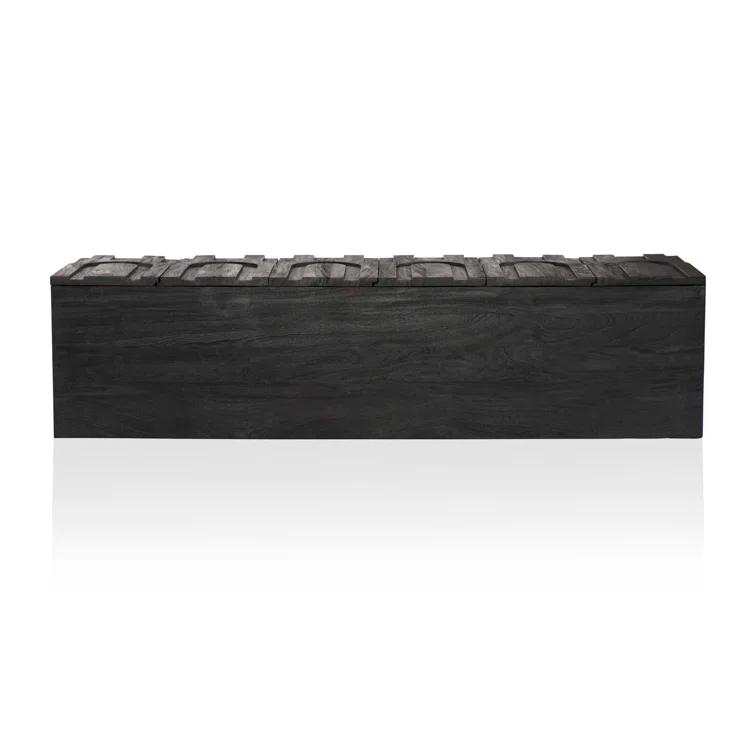Dark Totem Black Reclaimed Wood Media Console with Cabinet