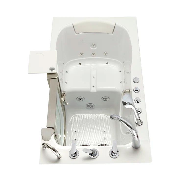 Ella Walk In Baths 931185P Royal 32"x52" Acrylic Air and Hydro Massage Walk-In Bathtub, 5 Piece Fast Fill Faucet, 2" Dual Drain