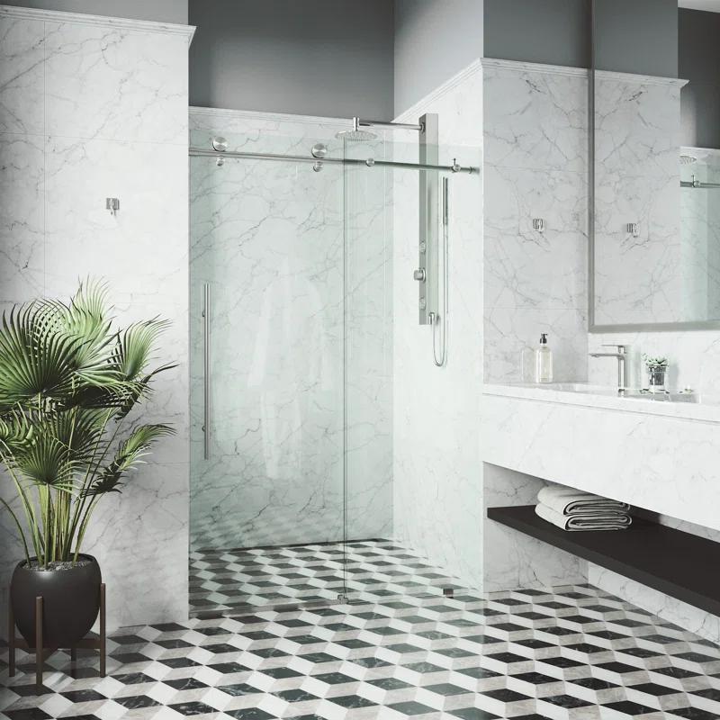 Elan E-Class 44-48" W x 76" H Sliding Frameless Shower Door with 3/8" Clear Glass
