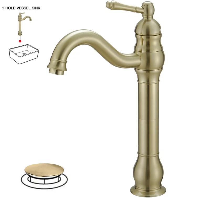 VIBRANTBATH 9310-BG Vessel Sink Faucet Single-handle Bathroom Faucet with Drain Assembly