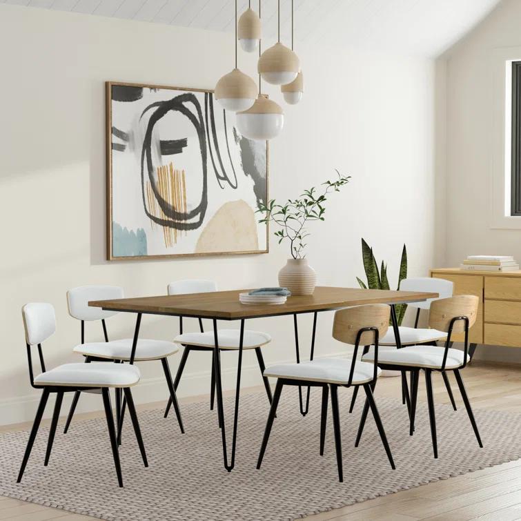 Hunter 66"W Solid Mango Wood Dining Table, Industrial Style with Hairpin Legs, Seats 6