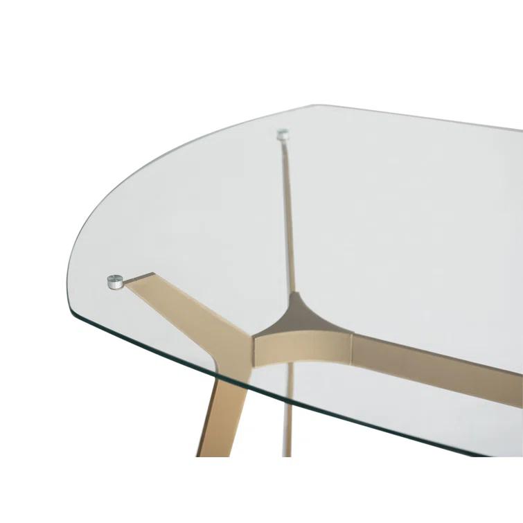 Fleischmanns Oval Glass Top Metal Base Writing Desk