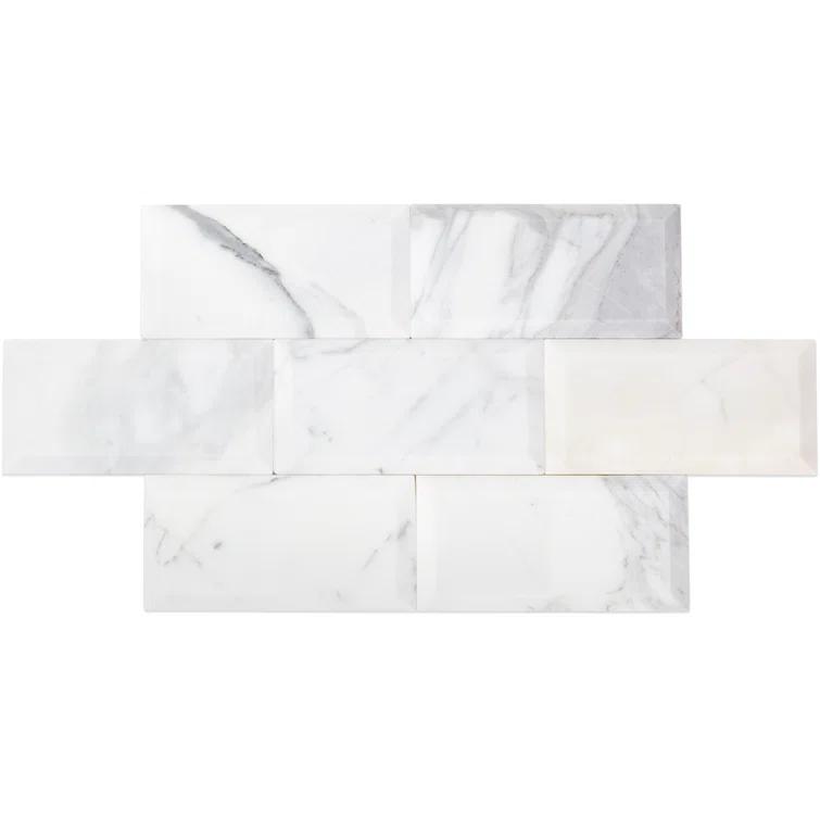 Calacatta 3" x 6" Marble Marble Look Subway Wall & Floor Tile