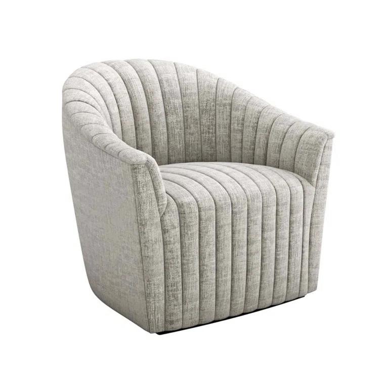 Channel Upholstered Swivel Barrel Chair