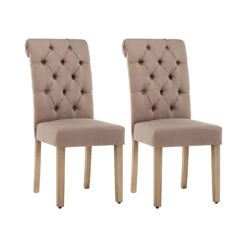 Ophelia & Co. Monarda Roll Top Tufted Upholstered Side Chair (Set of 2)
