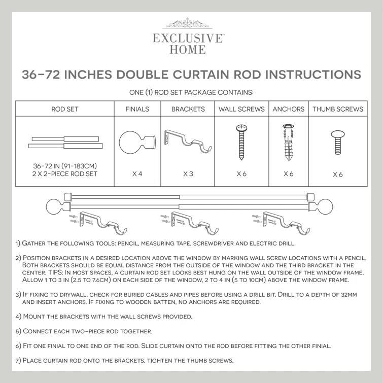 Ogee Double Window Curtain Rod and Finial Set