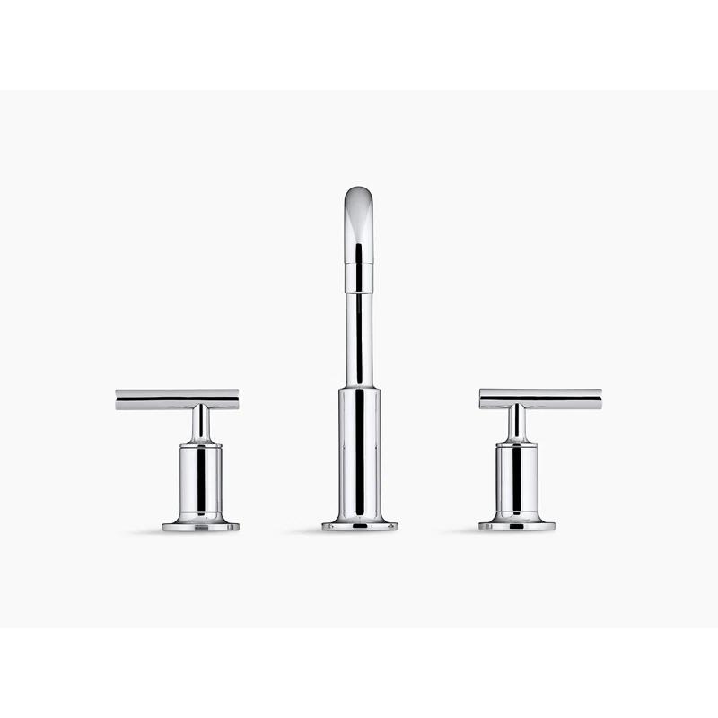 Purist® Widespread Faucet with Drain Assembly Low Lever Handles and Low Gooseneck Spout