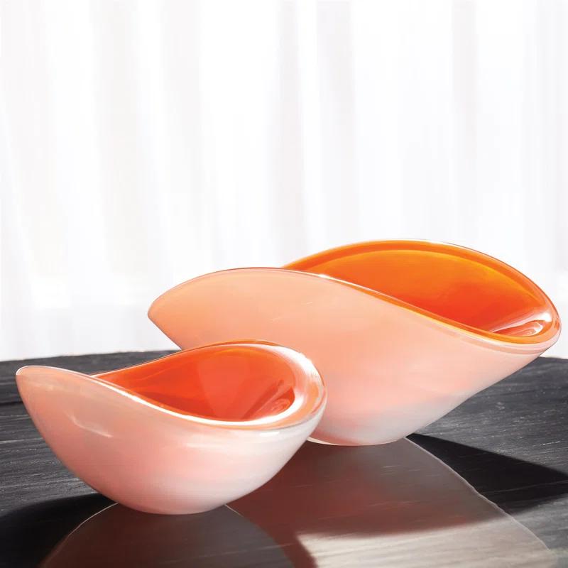 Azure Handcrafted Pinched Glass Decorative Bowl