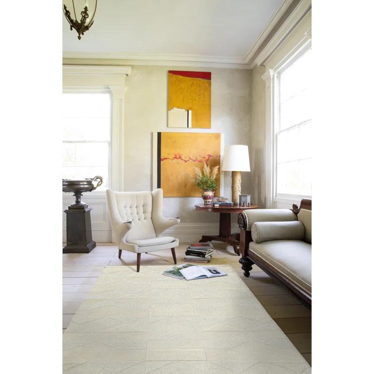 NuStory Essential Ridge 5' x 8' Hand-Tufted Wool Area Rug in Ivory