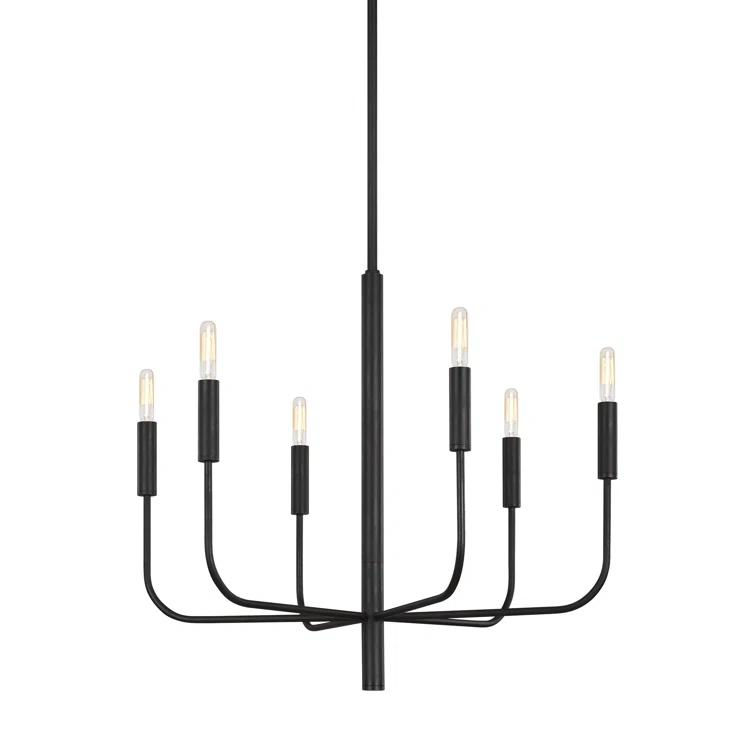 Brianna 24" Aged Iron 6-Light Chandelier with Candelabra Bulbs