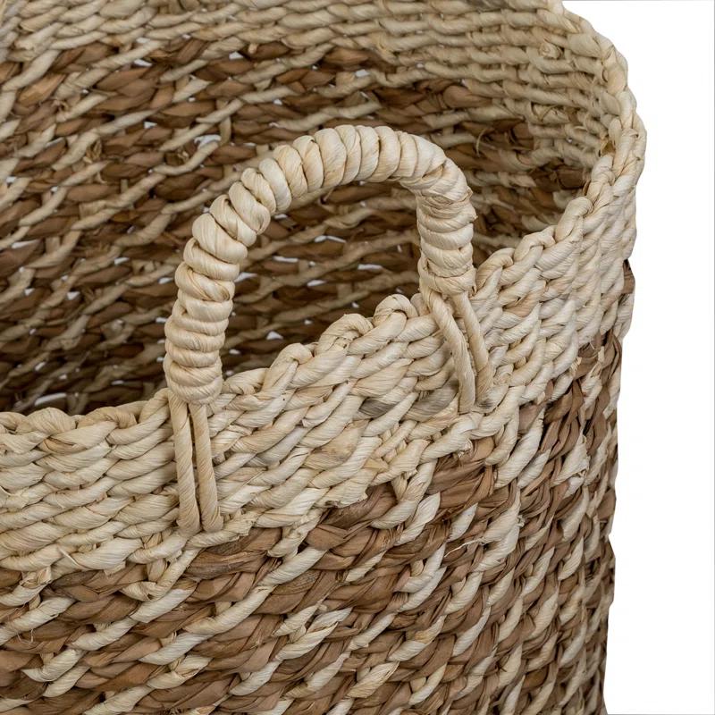 Coastal Wicker Basket With Handles - Set of 3