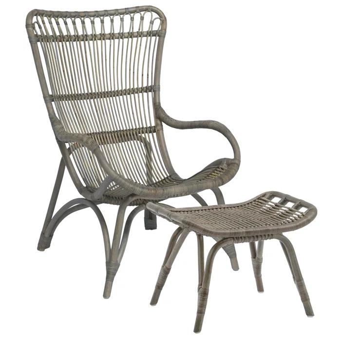 Monet Highback Rattan Lounge Chair and Footstool