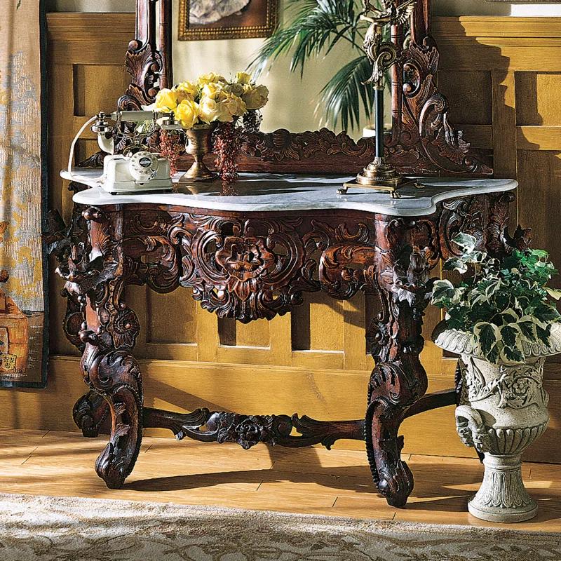 Design Toscano Hapsburg 54'' Marble Top Console Table