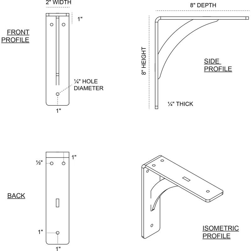 Ekena Millwork Legacy H 2'' W D Metal Bracket / Corbel