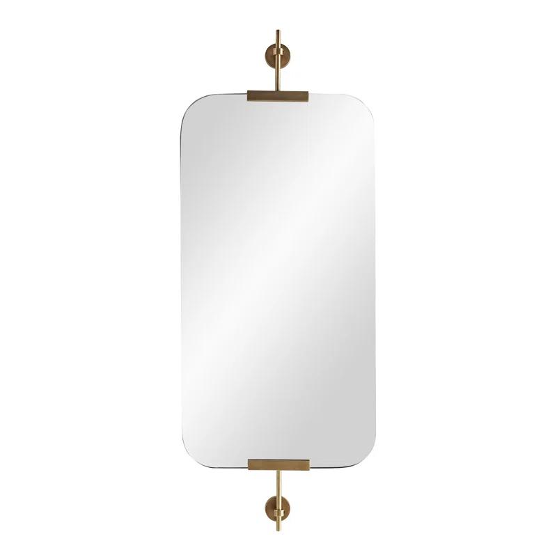 Elegant Antique Brass Rectangular Wall Mirror 36"x19"