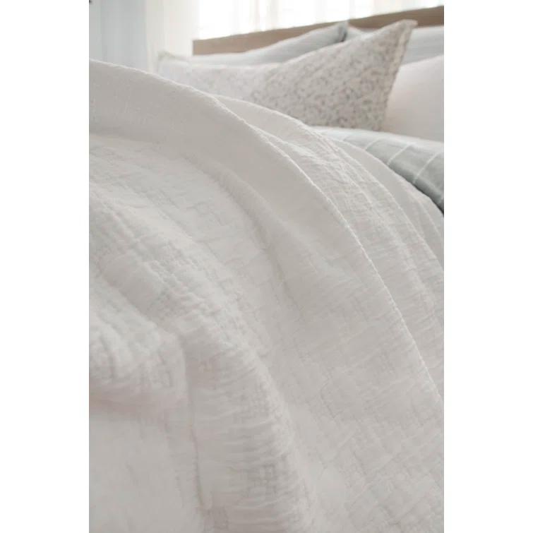 Ojai Cotton Matelassé Coverlet by Pom Pom at Home - White / Twin